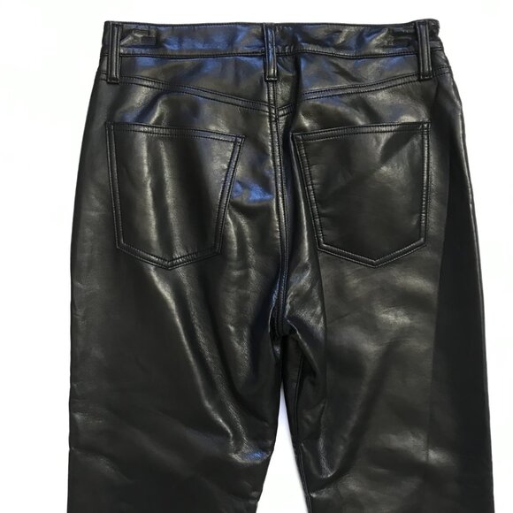 Agolde Recycled Leather Pants Womens 26 Black High Rise Waist 90s Straight Leg - Picture 11 of 12